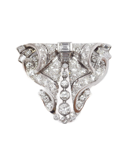 Art Deco Platinum 12.38 CTW Diamond Double Dress Clip Brooch