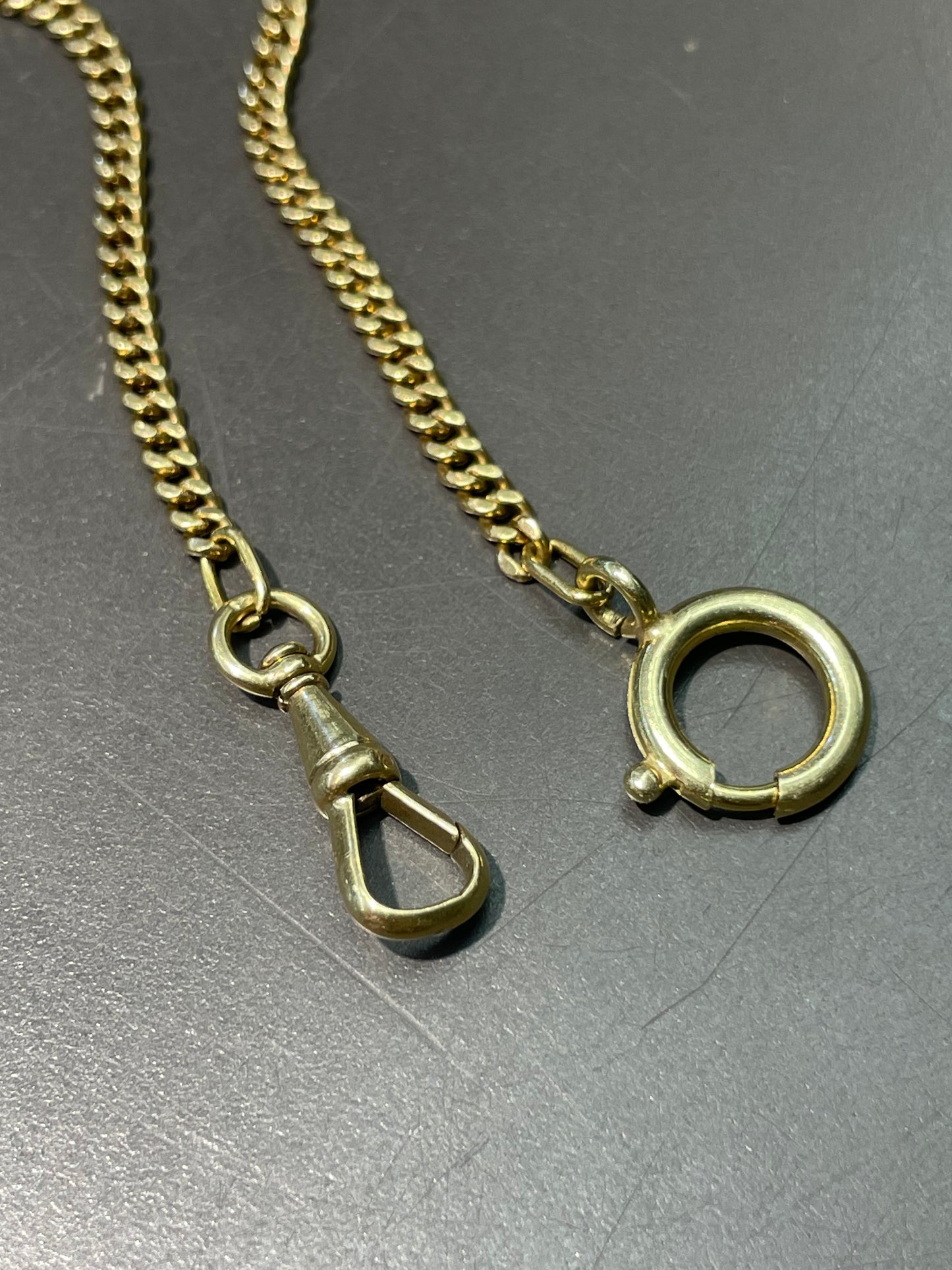 Vintage 18K Yellow Gold 3.0 mm Curb Link Watch Chain Necklace 23.5 inch