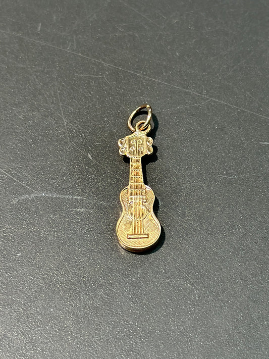 复古 14K 金吉他吊饰