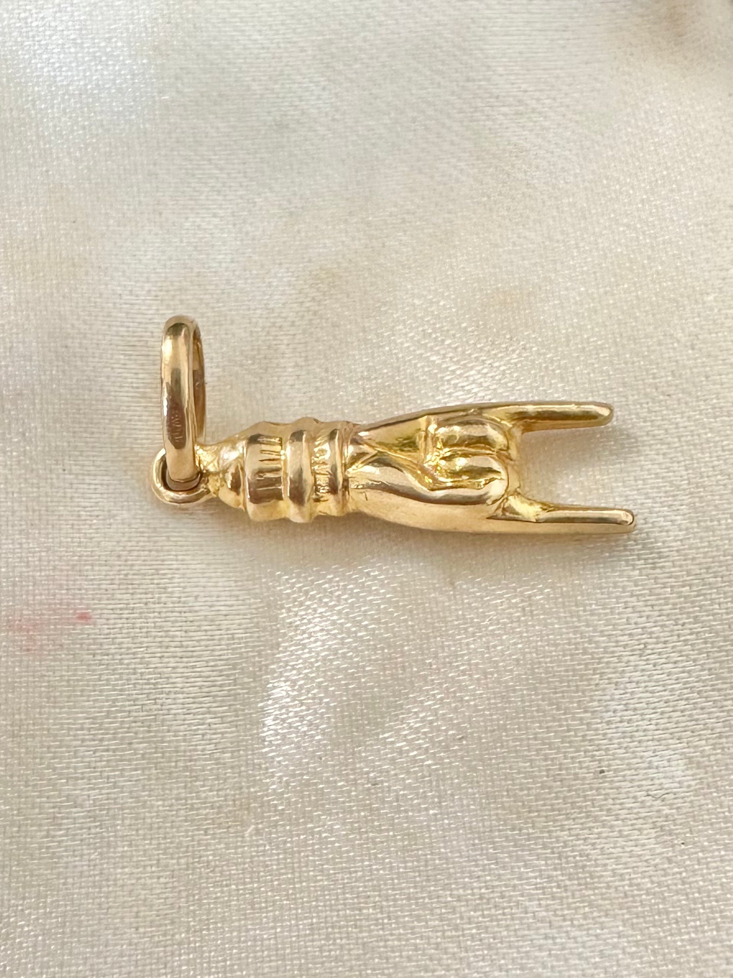 Vintage 18K Gold Rock and Roll Arm Charm