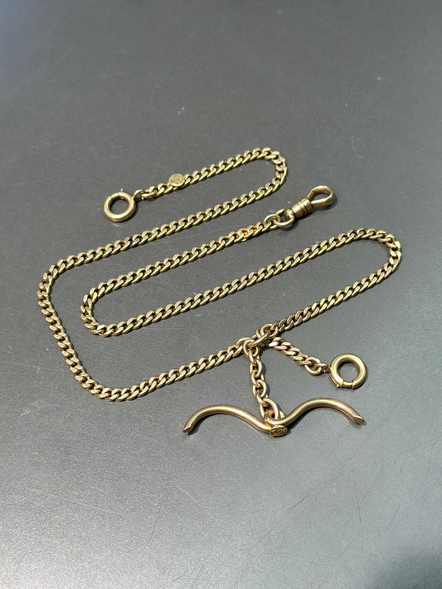 Chaîne de montre Albert Chain à maillons trottoir vintage 14K 19,5 »