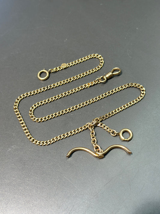 Chaîne de montre Albert Chain à maillons trottoir vintage 14K 19,5 »