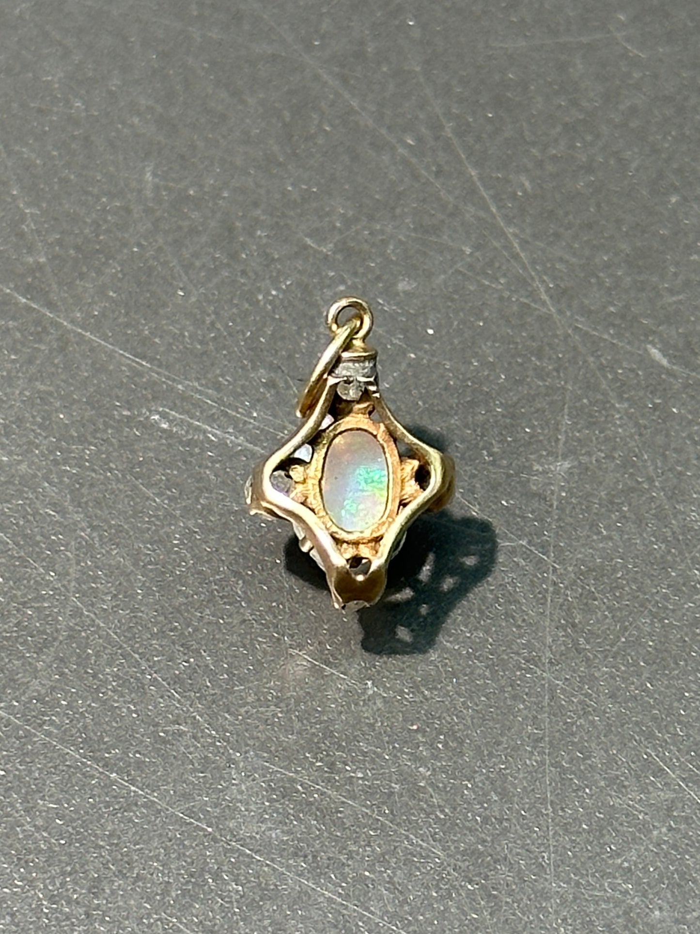 Victorian 14K Gold Opal Diamond Charm