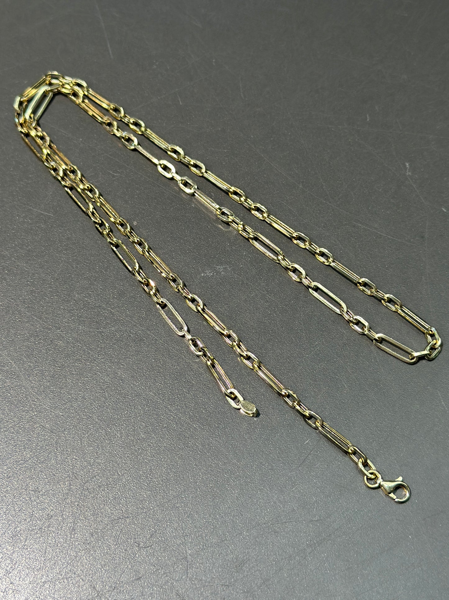 14K Gold Medium Hollow Paper Clip Link Necklace 20.0”