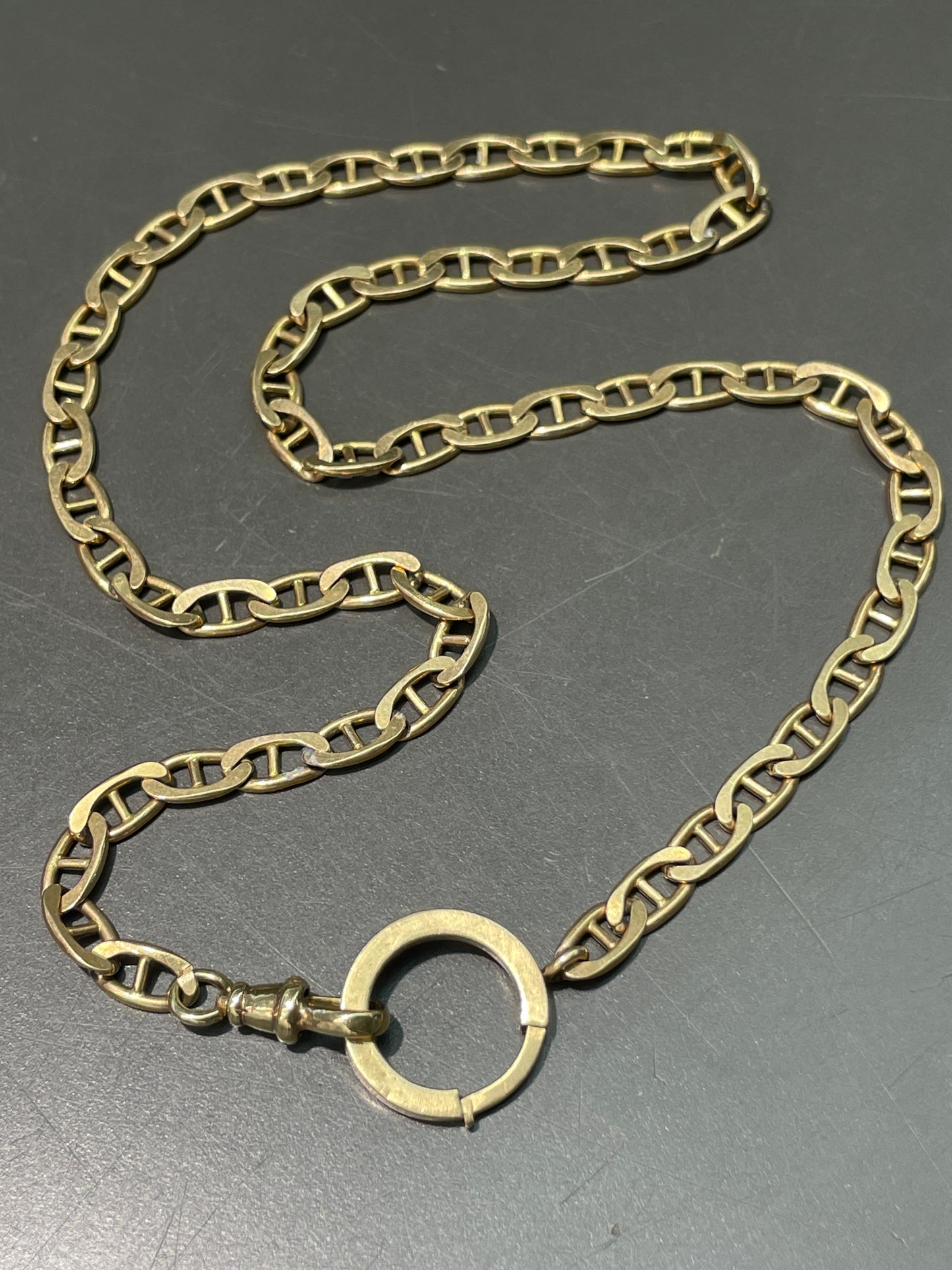 Vintage 14K Gold Mariner Chain Link Watch Chain Necklace