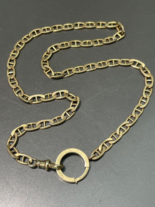 Vintage 14K Gold Mariner Chain Link Watch Chain Necklace
