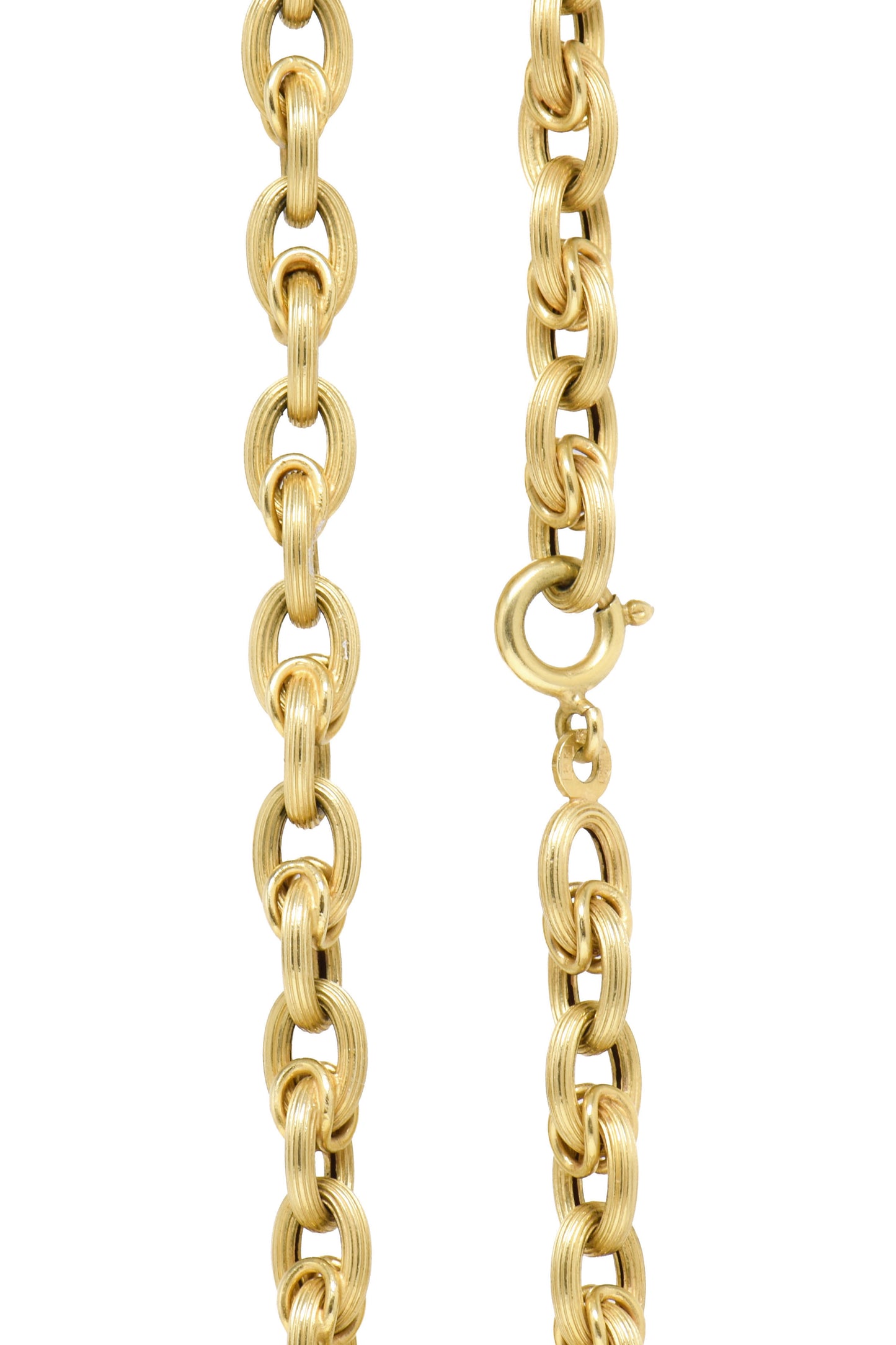 Vintage 14K Gold Grooved Open Oval Link Chain Necklace