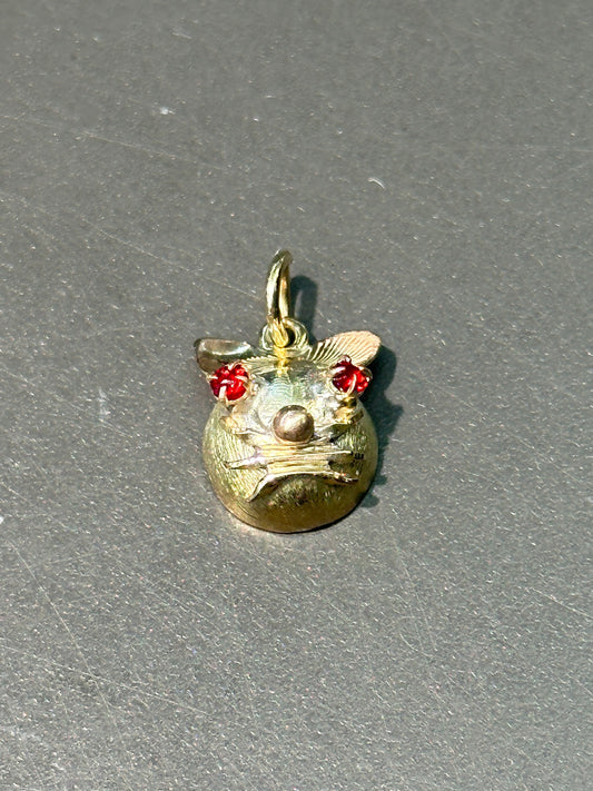 复古 14K 金老鼠吊饰