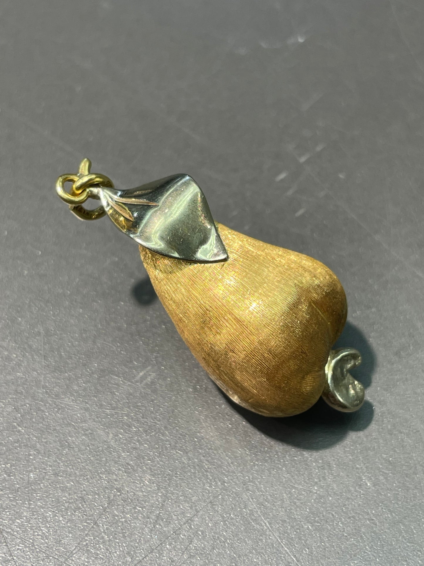 复古 18K 双色金大号梨形吊坠