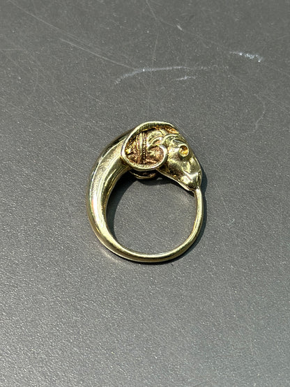 古董 14K 金公羊戒指