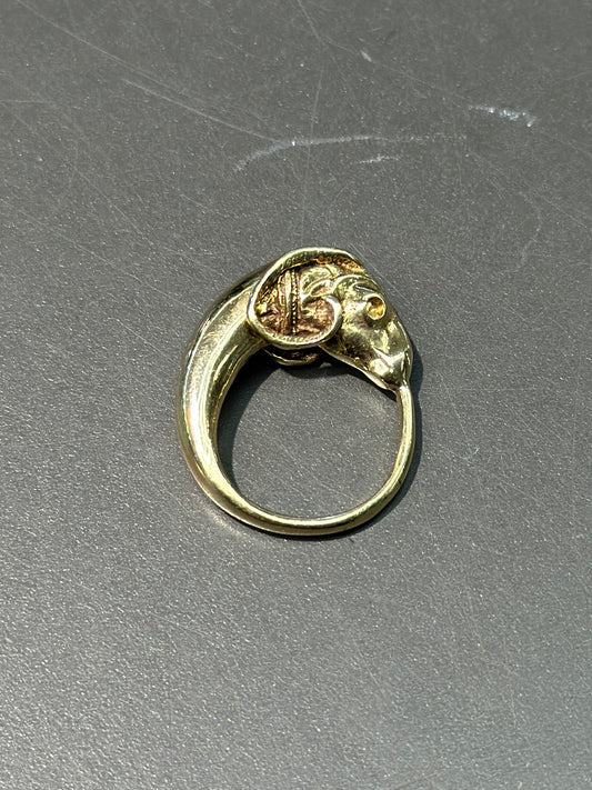 古董 14K 金公羊戒指