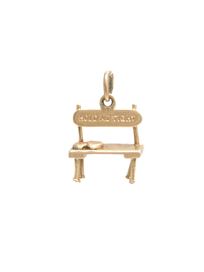 Vintage 14K Gold "Hold Me Tight" Heart Bench Charm