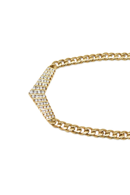 Vintage 14K Gold 1.65 CTW Diamond V Curblink Necklace