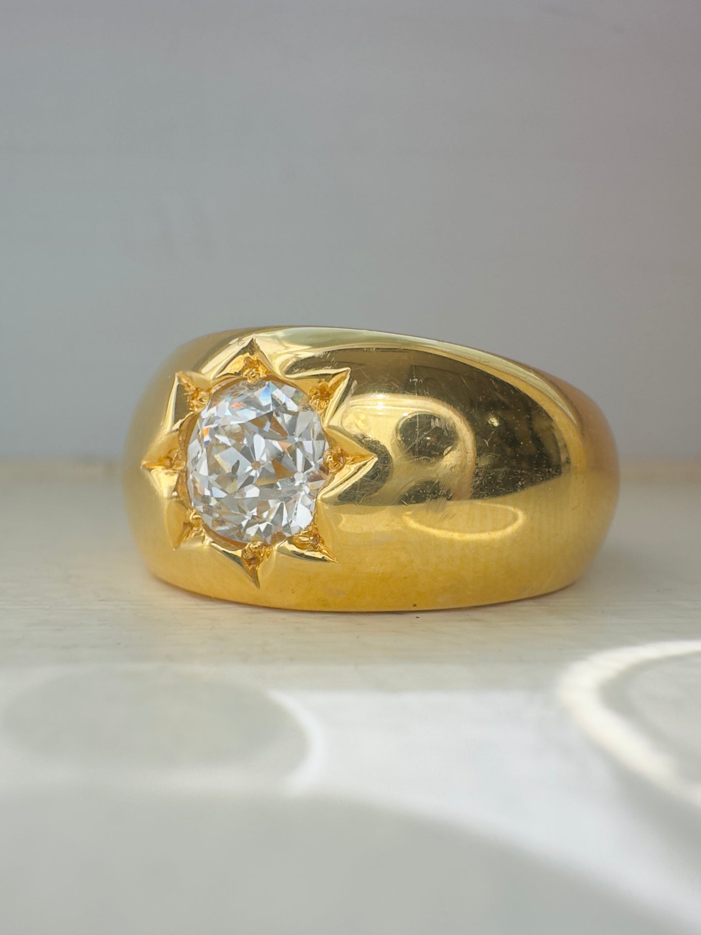 14K Gold Diamond Starburst Ring