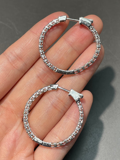 Platinum 4.0 CTW Diamond 30.0 mm Inside Out Hoop Earring