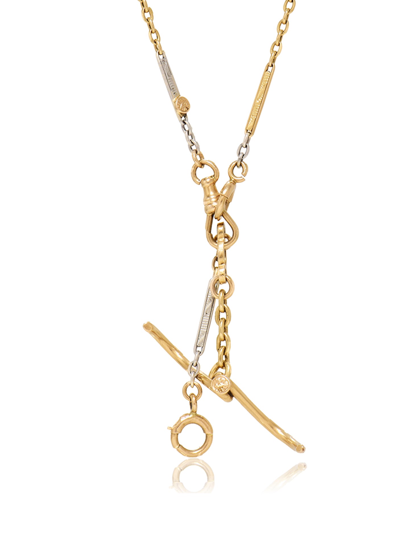 Vintage 14K Gold Two-Tone Albert Watch Chain Necklace