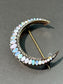 Victorian 14K Gold Opal Diamond Crescent Brooch