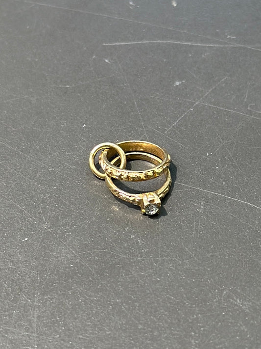 Vintage 14K Gold Diamond Engagement Ring Charm