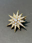 Victorian 14K Gold Diamond Starburst Pendant Brooch