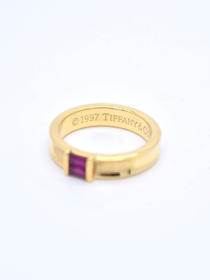 Tiffany & Co. 18K Yellow Gold Ruby Band Ring SZ 5.5