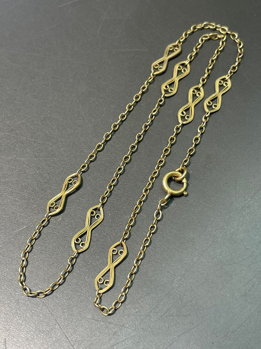 Antique 18K Yellow Gold Filigree Chain Necklace 17.5 inch