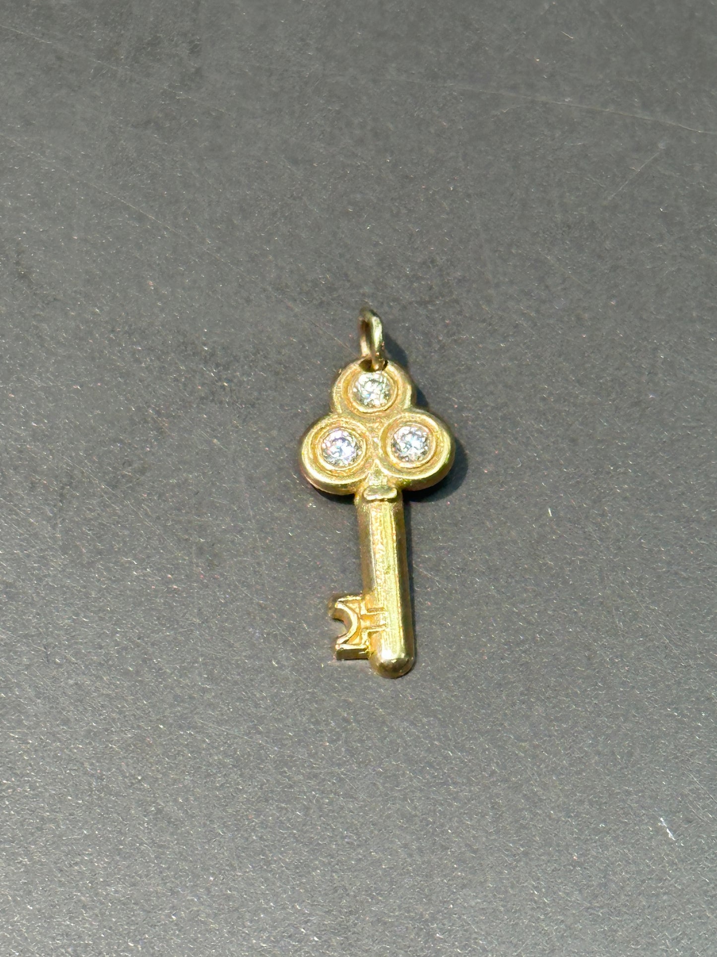 Vintage 14K Gold 0.06 CTW Diamond Key Charm