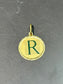 Vintage 14K Or Émail R Lettre Pendentif Charme