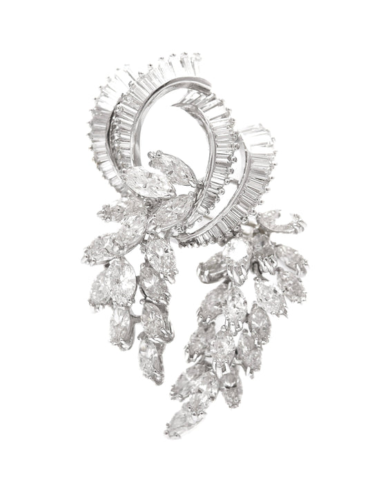 Vintage Platinum 16.52 CTW Diamond Articulating Brooch