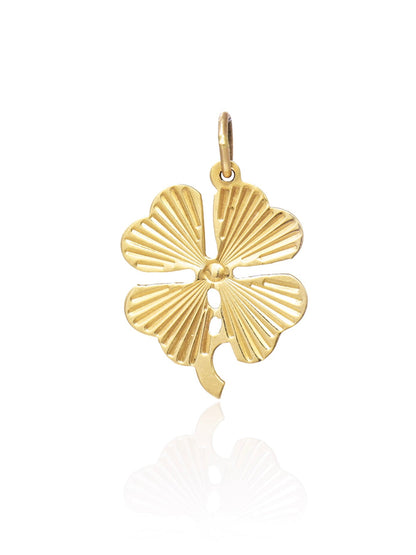 Vintage 14K Gold Engine Turned Clover Charm