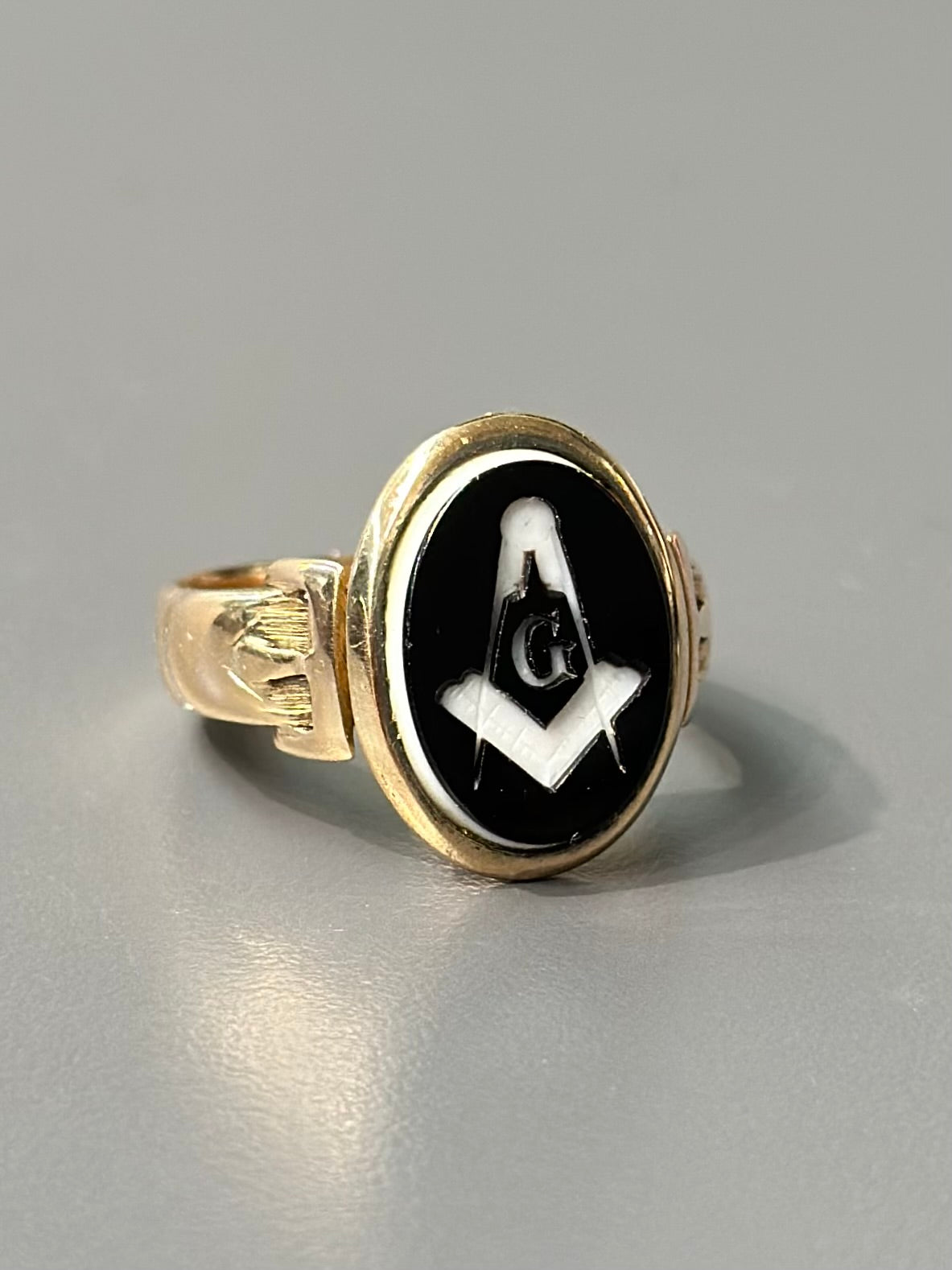 Bague Mason Onyx Vintage En Or 14K SZ 11