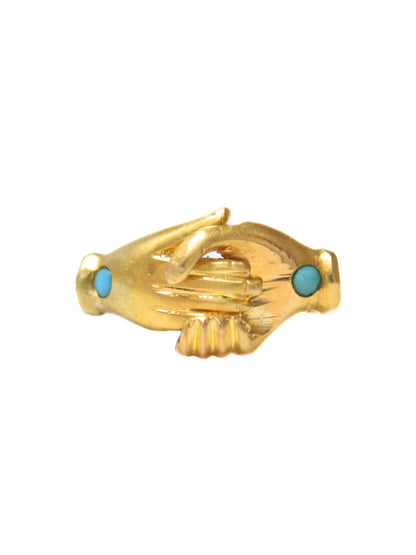 Antique 18K Gold Fide Gimmel Hand Ring