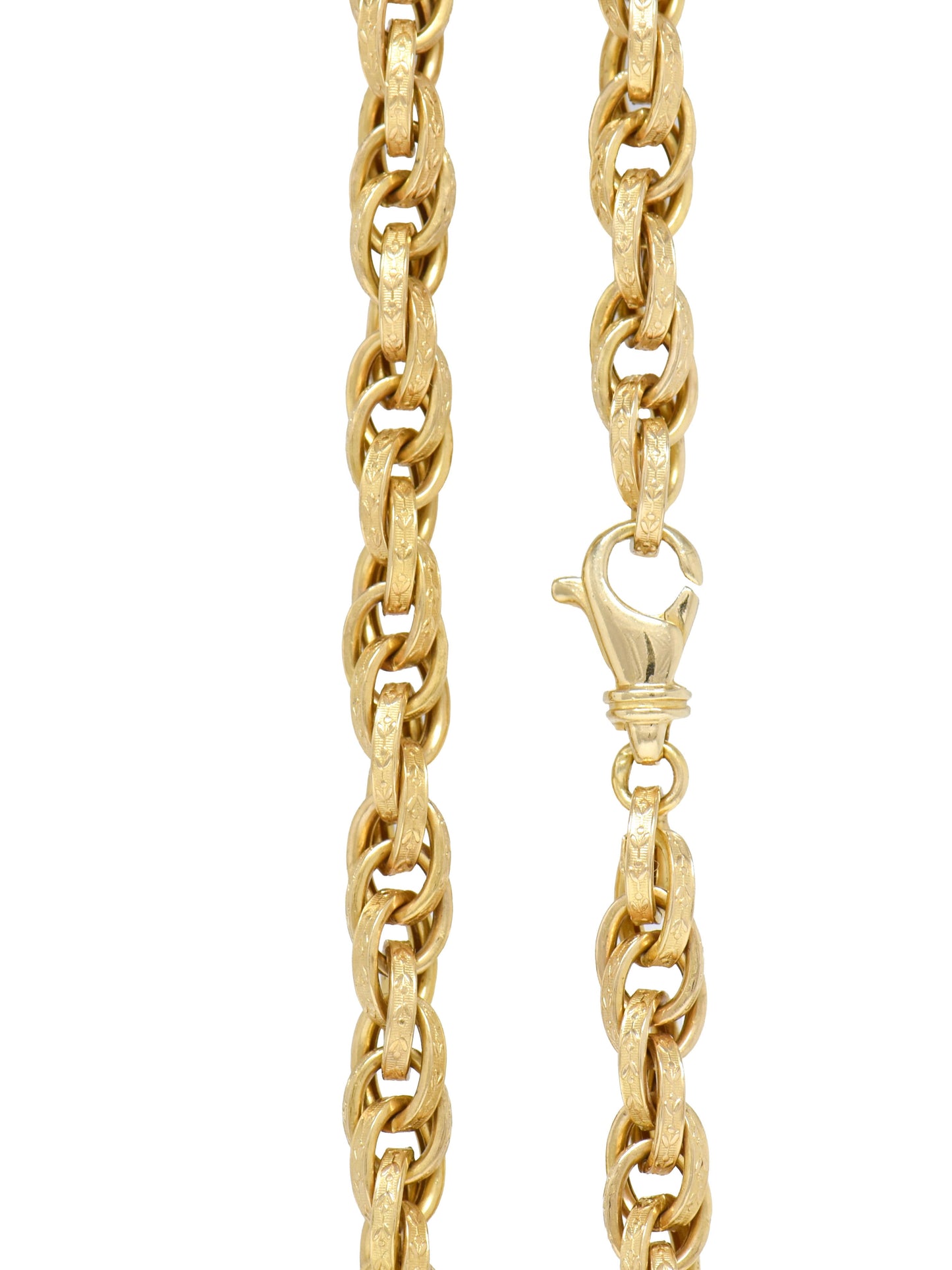 Vintage 14K Gold Motif Fancy Rope Chain Necklace