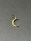 Antique 14K Gold Mini Forget Me Not Enamel Crescent Charm