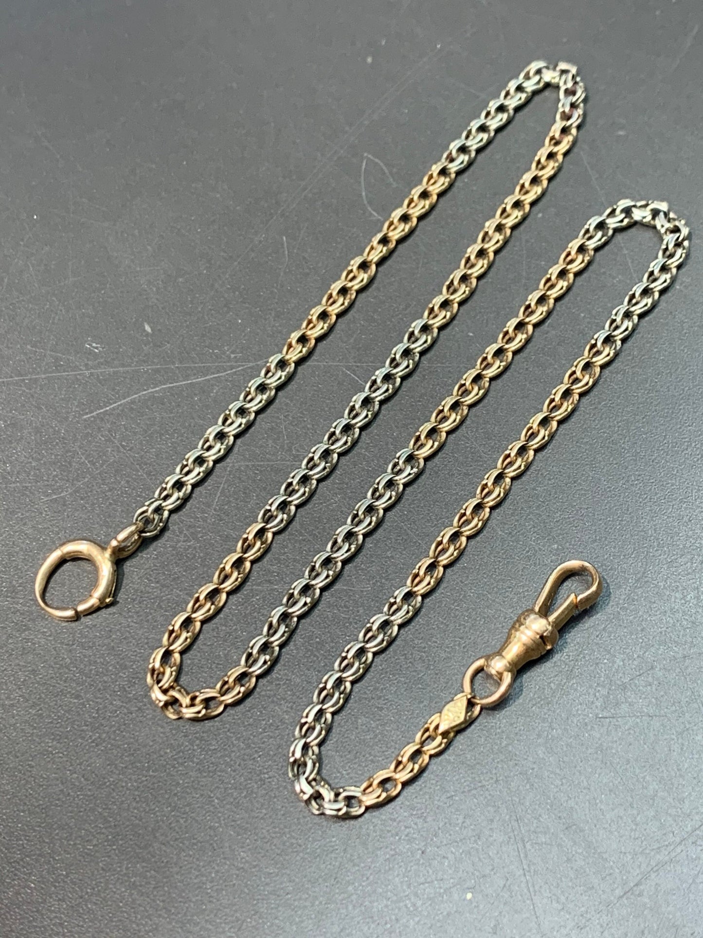 Edwardian 14K Gold Bi-Tone Watch Chain