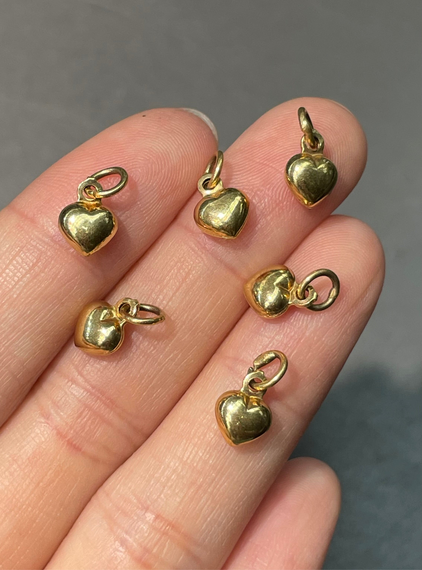 14K Gold Miniature Puffy Heart Charm Pendant