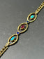 Edwardian 18K Gold Ruby Sapphire Turquoise Pearl Curb Link Bracelet