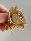 French 18K Gold Diamond Double Layer En Tremblant Flower Brooch