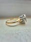 Antique Platinum 14K Gold Diamond Cluster Ring SZ 4.5