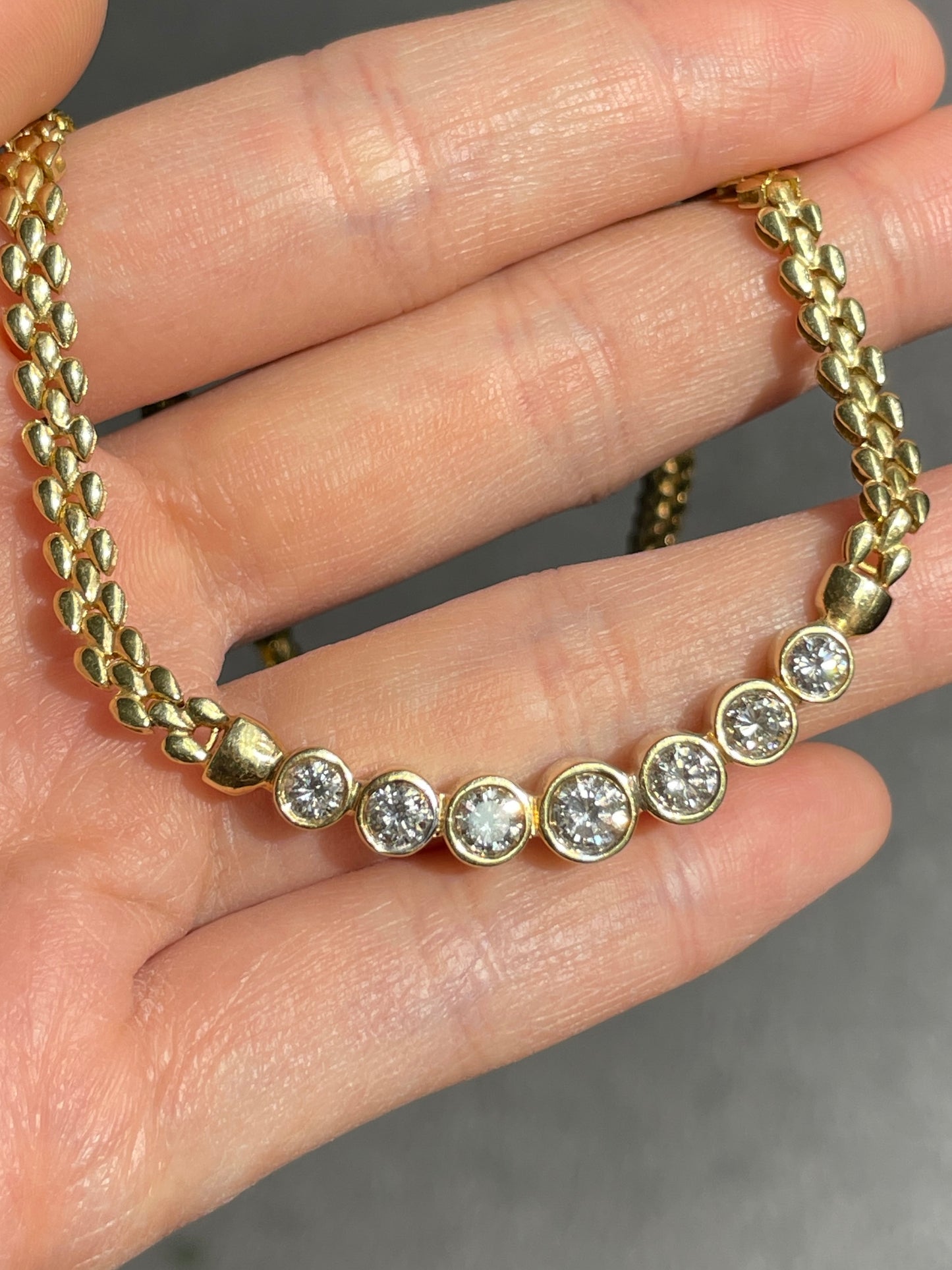 14K Yellow Gold 1.85 CTW Diamond Bezel Bubble Chain Necklace