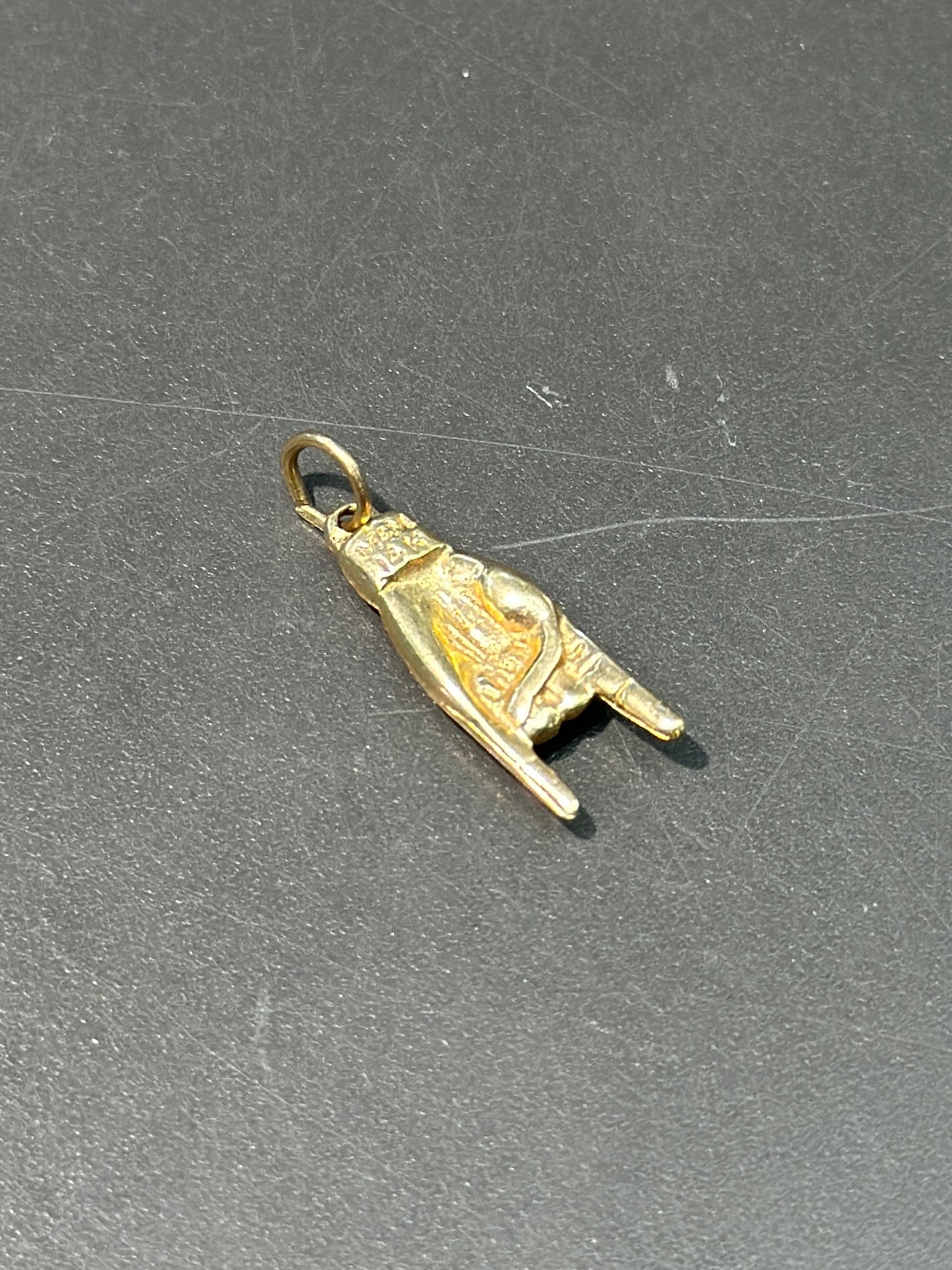 Vintage 14K Gold Solid Rock and Roll Arm Charm