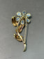 Retro 14K Gold Moonstone and Ruby Daisy Flower Brooch