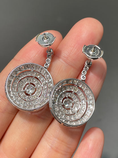 Art Deco Platinum 2.03 CTW Diamond Circle Dangle Drop Earring