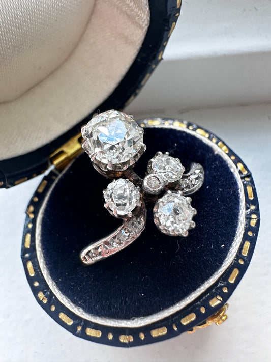 Belle Epoque 铂金 14K 金钻石头饰戒指