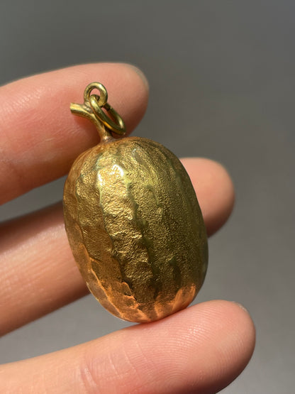 复古 18K 黄金大号西瓜吊坠