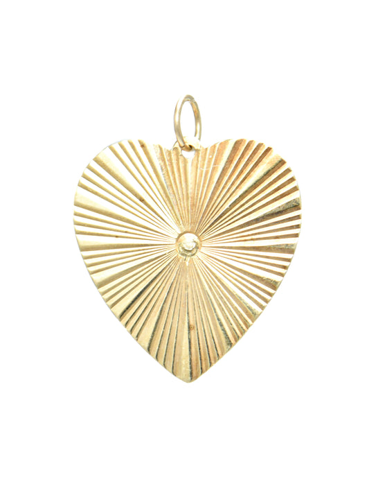 Vintage 14K Gold Engine Turned Heart Charm