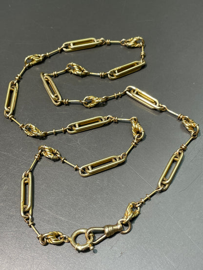 装饰艺术 14K 金双色图案 Albert 表链项链