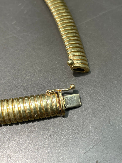 Retro 14K Yellow Gold Tubogas Slinky Chain Choker Necklace