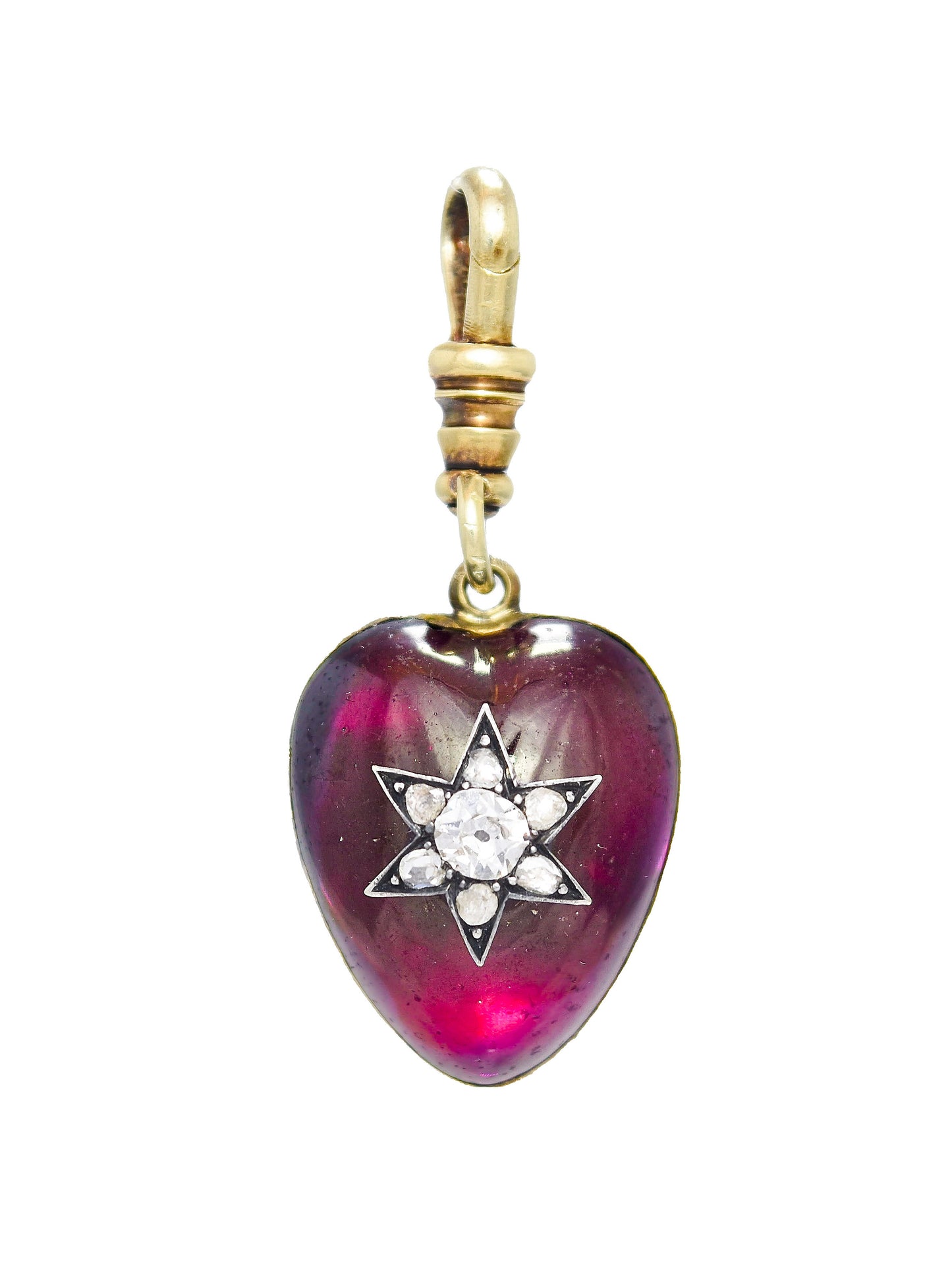 Antique 14K Gold Garnet Diamond Starburst Pendant
