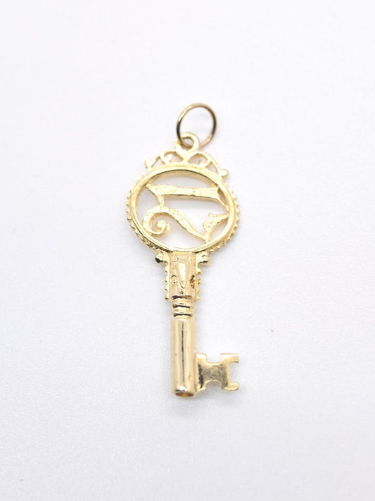 Vintage 14K Gold Angel Number “21” Key Pendant