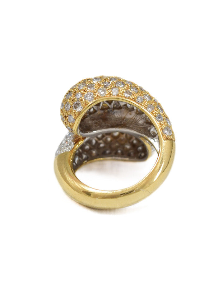 18K Gold 5.30 CTW Diamond Bypass Bombe Ring